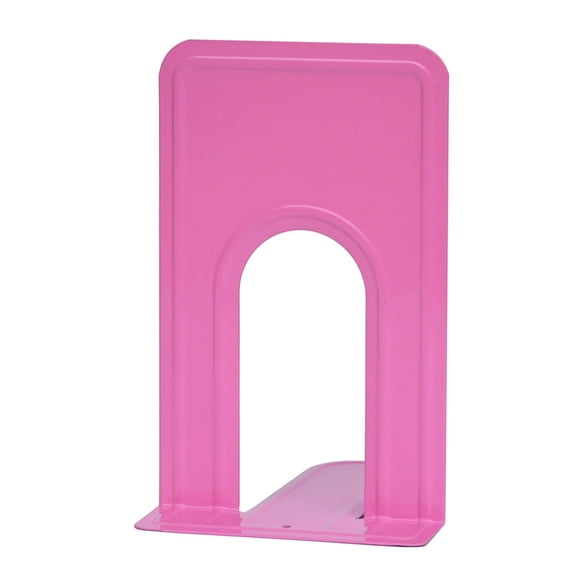Heavy Duty Pink Metal Bookends for Shelves, Non-Slip Book Ends Set of 2, Sturdy Book Holders for Home Office Study Desk and Bedroom Organization