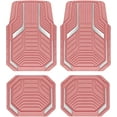 thumbnail image 1 of Heavy Duty Pink Rubber Floor Mats, Silver Aluminum Film Car Mats Set, Front and Rear Car Mats with Anti-Slip Backing, All Weather Protection, Trim-to-Fit for Automotive SUV, Sedan, Van, 1 of 16