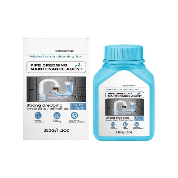 Heavy-Duty Pipe Dredging Powder (320g/11.3oz) | Powerful Drain Cleaner for Kitchen & Bathroom, Unclogs Hair, Grease & Removes Odors