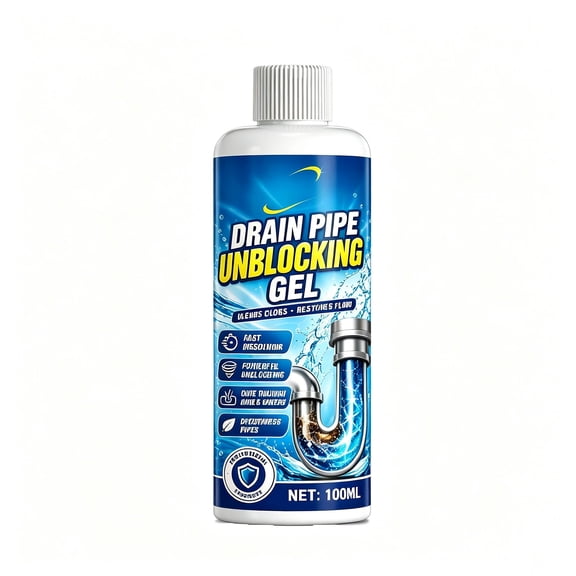 Heavy Duty Pipe Unclogger Gel 100ml Drain Cleaner for Sink Shower Hair Grease Buildup 1 Pack