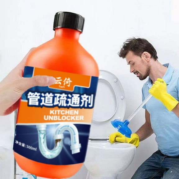 Heavy-Duty Pipe Unclogging Gel for Toilet Sink and Drain, Dissolves Food Waste Hair Grease and Organic Blockages, Fast-Acting Liquid Prevents Re-Clogging in Kitchen and Bathroom Pipes