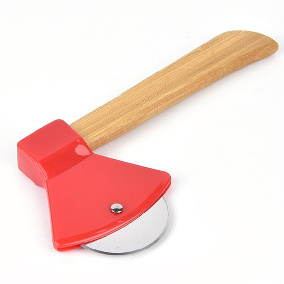 Heavy,Duty Pizza Cutter, Rust,<span ="background:red"></span> 430 Steel, Bamboo Handle, Easy Cleaning  Precise Cutting