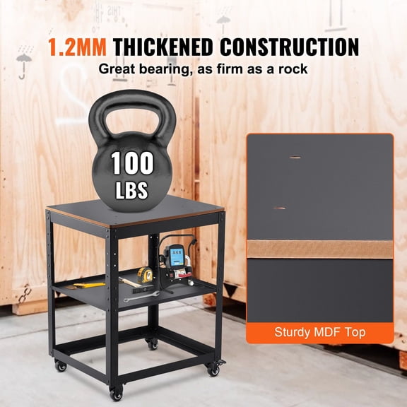 Heavy-Duty Planer Stand with Adjustable Height, 100 lb Capacity, Rolling Casters&Storage for Benchtop Tools and Saws