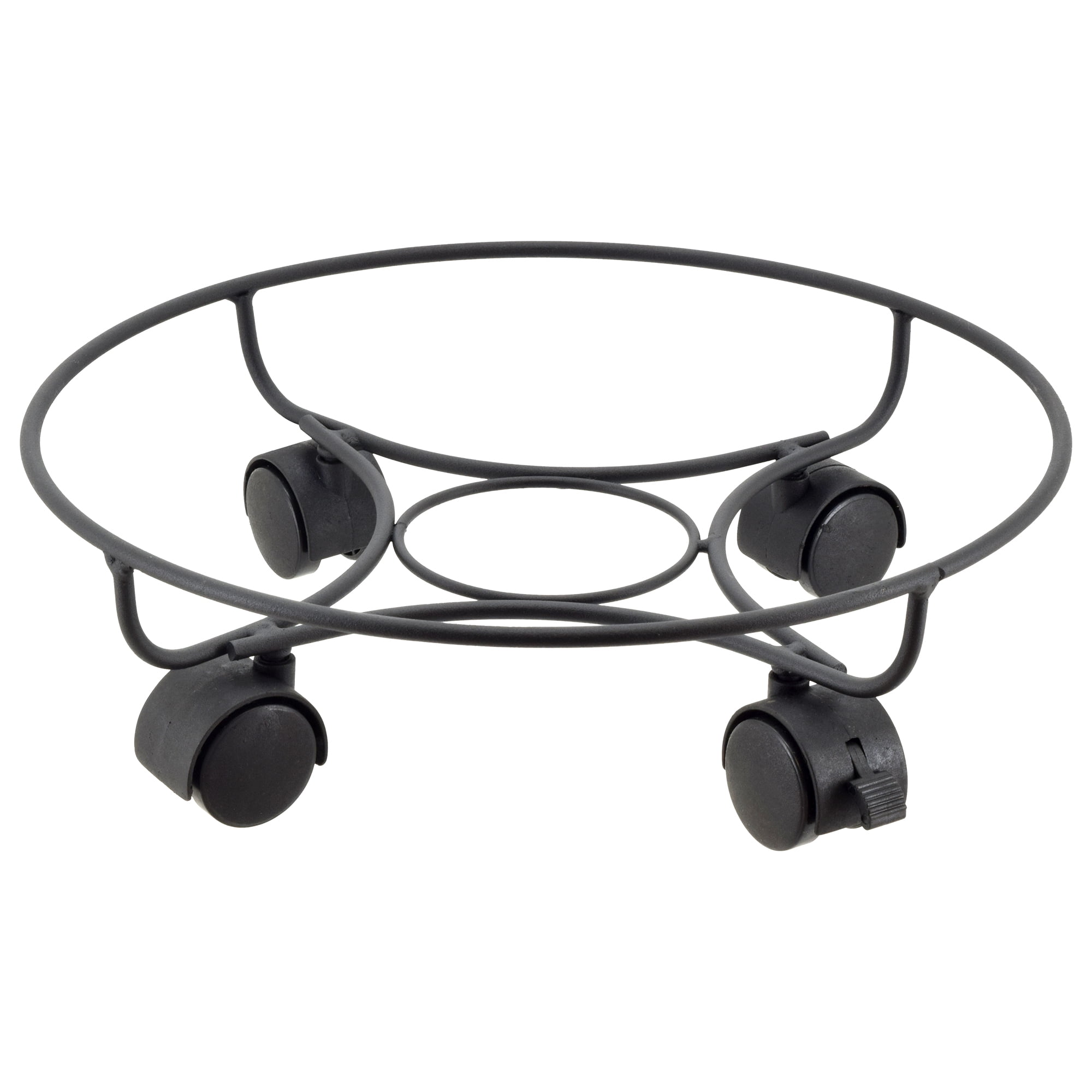 13-Inch Black Metal Heavy-Duty Plant Caddy with Wheels