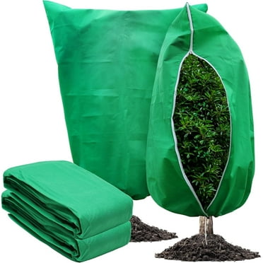 Heavy-Duty Plant Frost Protection Cover - Thickened Non-Woven Drawstring Zipper Bag Cover Tree Shrub Plant Protecting Bag Frost Protection Yard Garden Winter