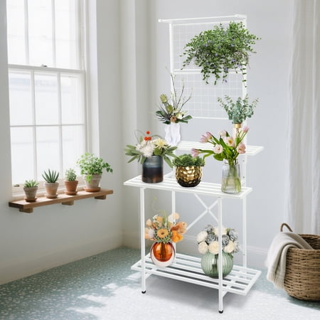 Heavy Duty Plant Shelf Unit, 8.66-12.99in Shelf Widths & Rock-Solid Base, Easy-Assembly Structure for Home Depot/Hotel Lobbies