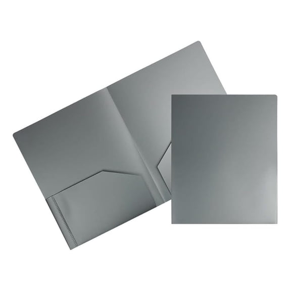 Heavy Duty Plastic 2 Pocket Extra Tough School Folders - Silver - Bulk /Pack