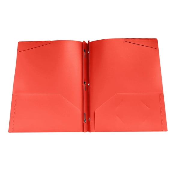 Heavy Duty Plastic 2 Pocket Folder, Durables Plastic Folders with Prongs and Two Pockets for Letter Size Paper, Assorted Colors