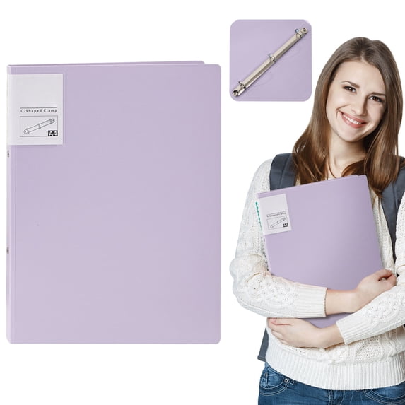 1 Inch 3 Ring Binder, Heavy Duty Plastic 3-Ring O-Ring Binder, A4 Size 3-Hole Punched Binder-Ready File Folder, Storage Organizer for Class Office and Daily Use, Purple 1PCS