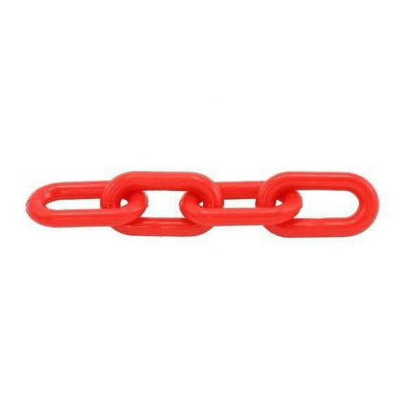 Heavy Duty Plastic Barrier Chain, 2" (8mm) X 50', Red