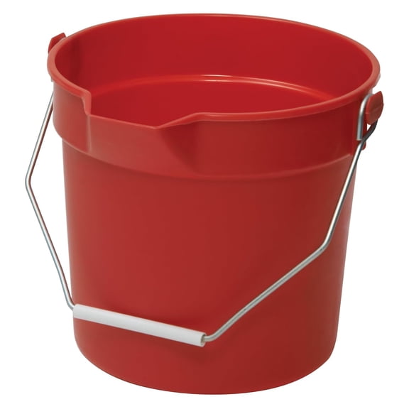 Heavy-Duty Plastic Bucket/Utility Pail with Pour Spout, 10 Quarts, Red
