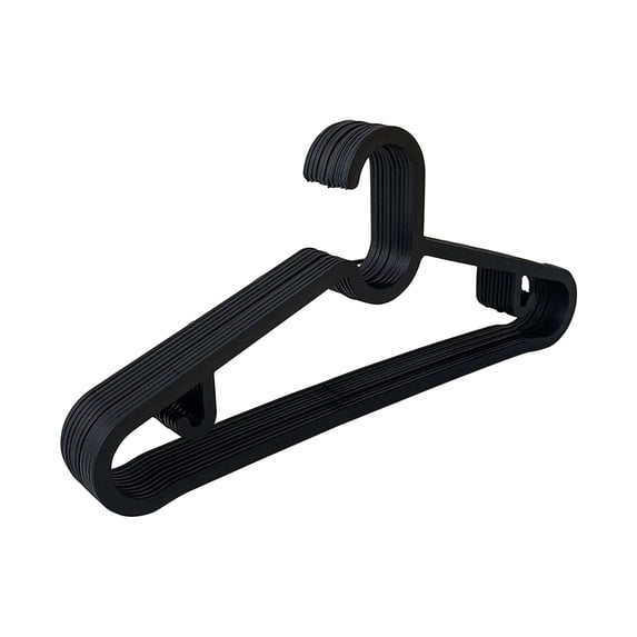 Heavy Duty Plastic Clothes Hangers Non Slip 10 Pack For Home Closet Organization Black 15.2 Inch