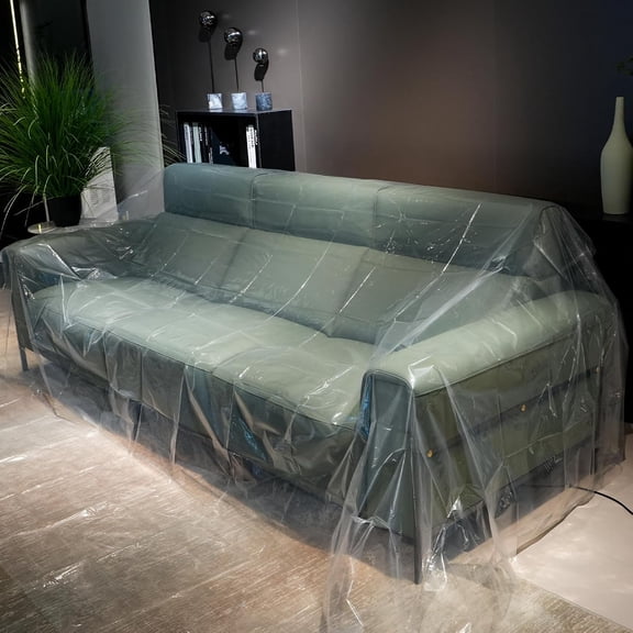 Heavy Duty Plastic Covers for Furniture, Waterproof Couch & Bed Sofa Cover Protector, Loveseat Storage Cover, Extra Large Plastic Sheet 106" x 146" (1)