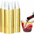 thumbnail image 1 of Heavy Duty Plastic Cups, 9 oz, Gold Rimmed, Clear, 100 Count, BPA Free, Disposable, for Party & Wedding, 1 of 7