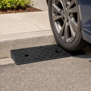 Car Curb Ramp, Black Plastic, Non-Slip, Pet and Driveway Friendly
