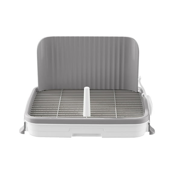Heavy Duty Plastic Dog Potty Tray Indoor Pee Station with Leak Proof Mesh for Large Dogs Cats Rabbits Grey