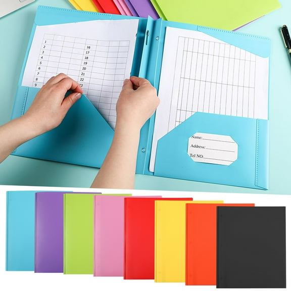 Heavy-Duty Plastic File Folder with Pockets - Letter Size Document Organizer , Water-Resistant Office Supplies