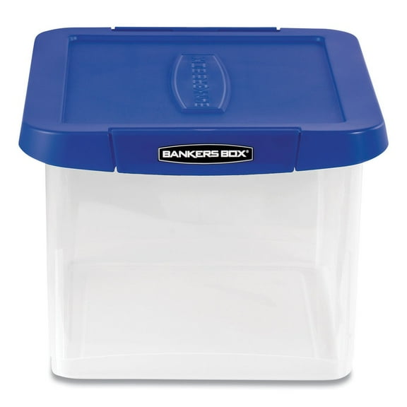 Fellowes Heavy Duty Plastic File Storage, Letter/Legal Files, 14" x 17.38" x 10.5", Clear/Blue