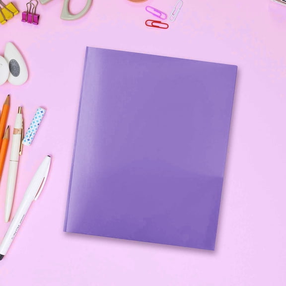 Heavy Duty Plastic Folder, Pocket Folder with brads, Letter Size Poly File, Plastic Folders with 3 Prongs Fasteners - Light Purple