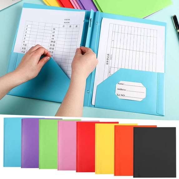 Heavy-Duty Plastic Folders with Pockets - Letter Size File Folders for Documents, Suitable for Office & Home Use, Durable Folders to Organize Papers & Notes, 11.7*9.5in, Pink