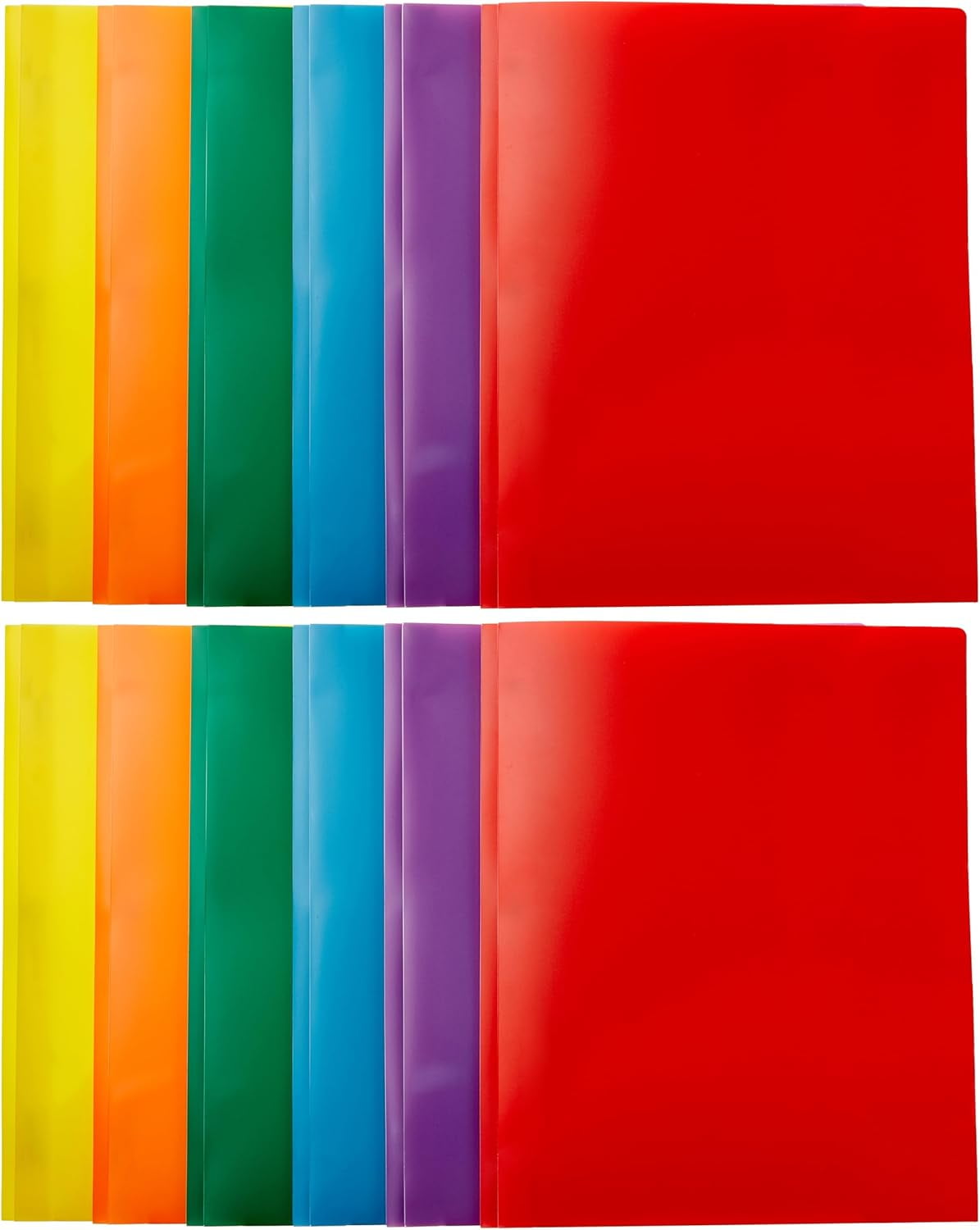 Heavy Duty Plastic Folders with 2 Pockets for Documents, Letter Size Paper, School Supplies Organization, Assorted Colors, Pack of 12