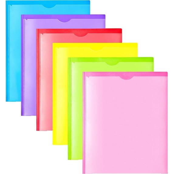 Heavy Duty Plastic Folders with Clear Front Pocket - 18 Pieces with Pins and Card Slots for Letter Size Paper in Vibrant Colors