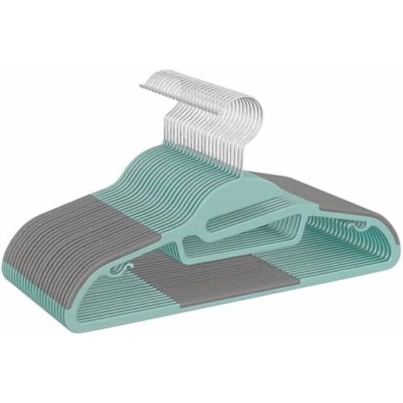 Heavy Duty Plastic Hangers 50 Pack with Non-Slip Design,0.2 Inches Thick,360°Swivel Hook Space Saving Organizer for Bedroom Closet,Shirts,Pants,Strong Enough for Coat(Dusty Blue- S Shaped)