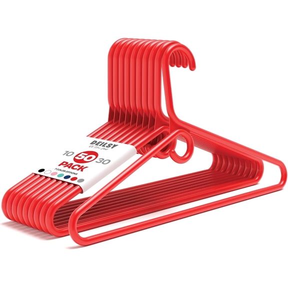Heavy Duty Plastic Hangers 50 Pack Red