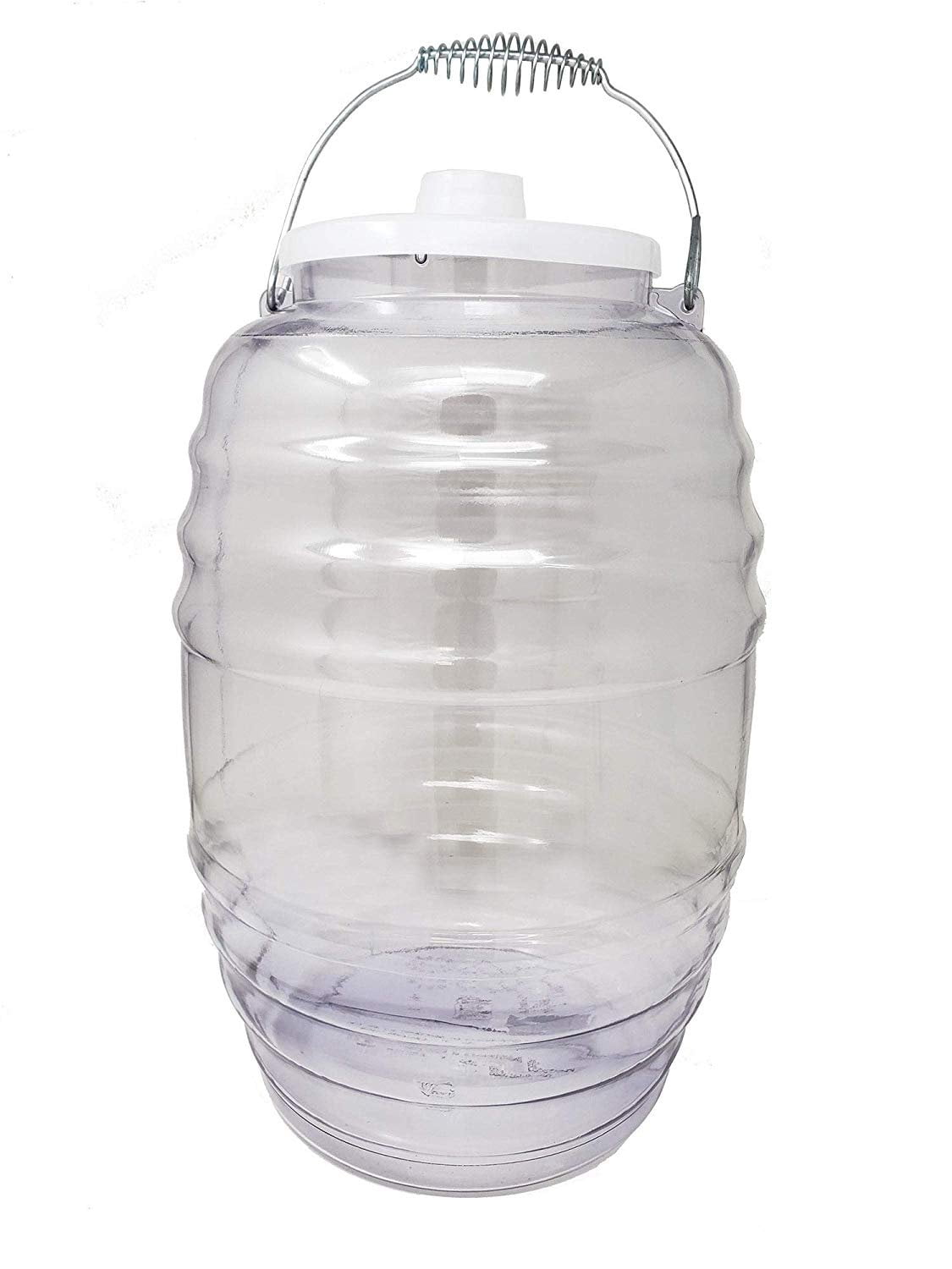 Heavy Duty Plastic Large Vitrolero Aguas Frescas Plastic Water Container  Pitcher Dispenser Jug with Lid, 5 gal,20 L - Clear, 17 x 11- BPA Free 
