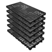 Heavy Duty Plastic Pallets   Industrial Floor Pallet, Waterproof & Water-Resistant, Ventilated Grid, Interlinked, 2000 lbs Capacity, Ideal for Storage in Garage, Kitchen, Basement   Black, 6-Pack