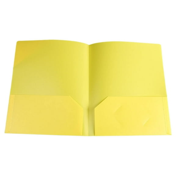 Heavy Duty Plastic Pocket Folders with Prongs 2 Pocket 3 Prong Folders, Ideal for School, Office and Home, Designed to Hold Letter Size Plastic Folder Pack, Pronged Storage Folders(Yellow)