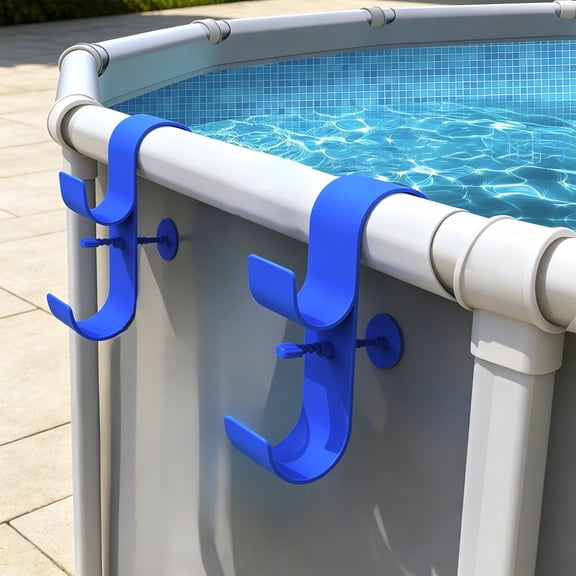 Heavy Duty Plastic Pool Hook Wall Mount Bracket Rustproof Swimming Pool Cleaning Tool Organizer Skimmer Net Pole Rack for Patio Garage, AKLJWH