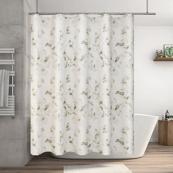 Heavy Duty Plastic Shower Curtain | Waterproof Mildew Resistant Bathroom Curtain | Thick Flexible PEVA Material | Marble Pattern Design | Rust Proof Grommets for Easy Hanging | Weighted
