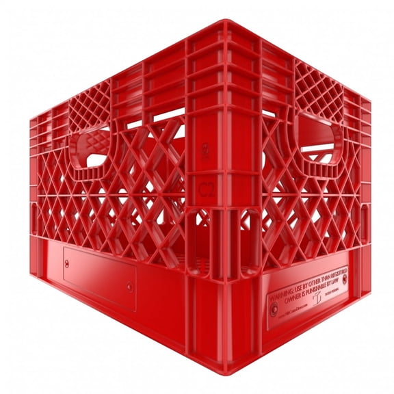 Heavy Duty Plastic Storage Milk Crate 24QT, Square Lattice Design, Stackable Utility Organizer Bin 6 gallons Made in USA (Red)