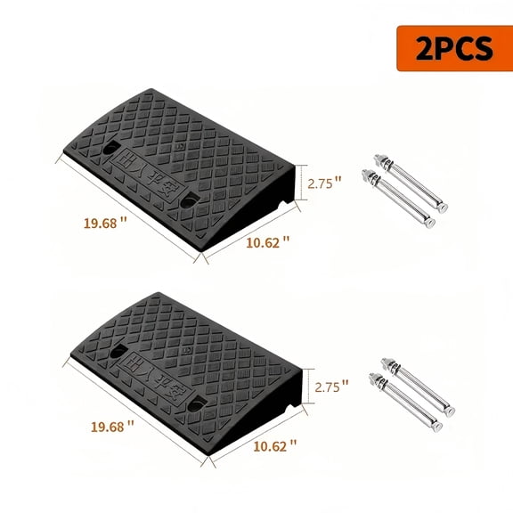 Heavy Duty Plastic Threshold Ramp Set, 3-Piece Portable Curb Ramps 5.11"/3.54"/2.8" H for Driveway, Loading Dock, Wheelchair, Bike & Motorcycle