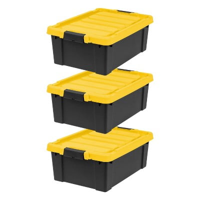 Heavy Duty Plastic Utility Storage Bin For Garage and Basement: Stackable Lidded Storage Bins