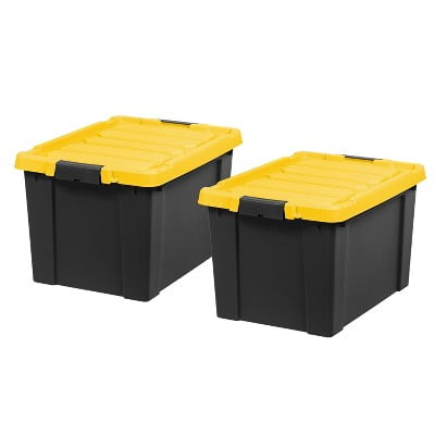 Heavy Duty Plastic Utility Storage Bin For Garage and Basement: Stackable Lidded Storage Bins
