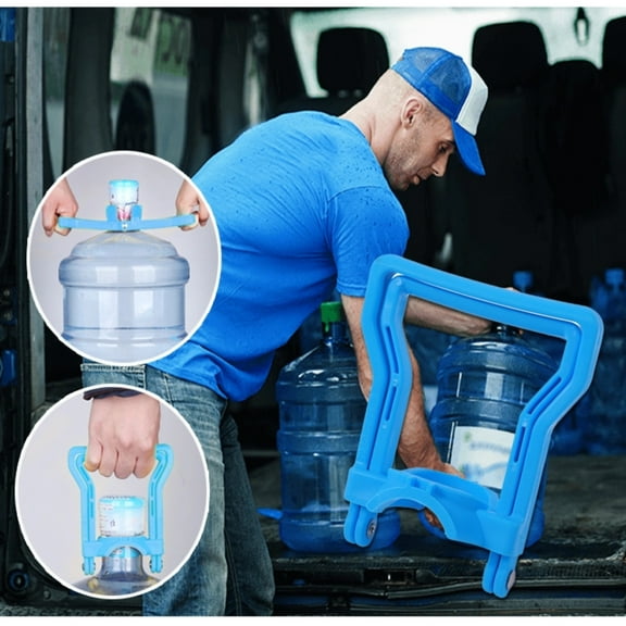 Heavy-Duty Plastic Water Bottle Handle - 1-Gallon Capacity Bucket Lifter for Home, Office & Water Delivery - Ergonomic Grip for Easy Two-Person Lifting UKHBMC | Blue