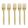 thumbnail image 1 of Heavy Duty Plastic forks, Sleek Gold-Hued 10-Piece Appetizer fork Set, Ideal for Graduation Party, Graduation 2026, Red and Gold Party decorations, Casual Catered Gatherings, and, 1 of 7