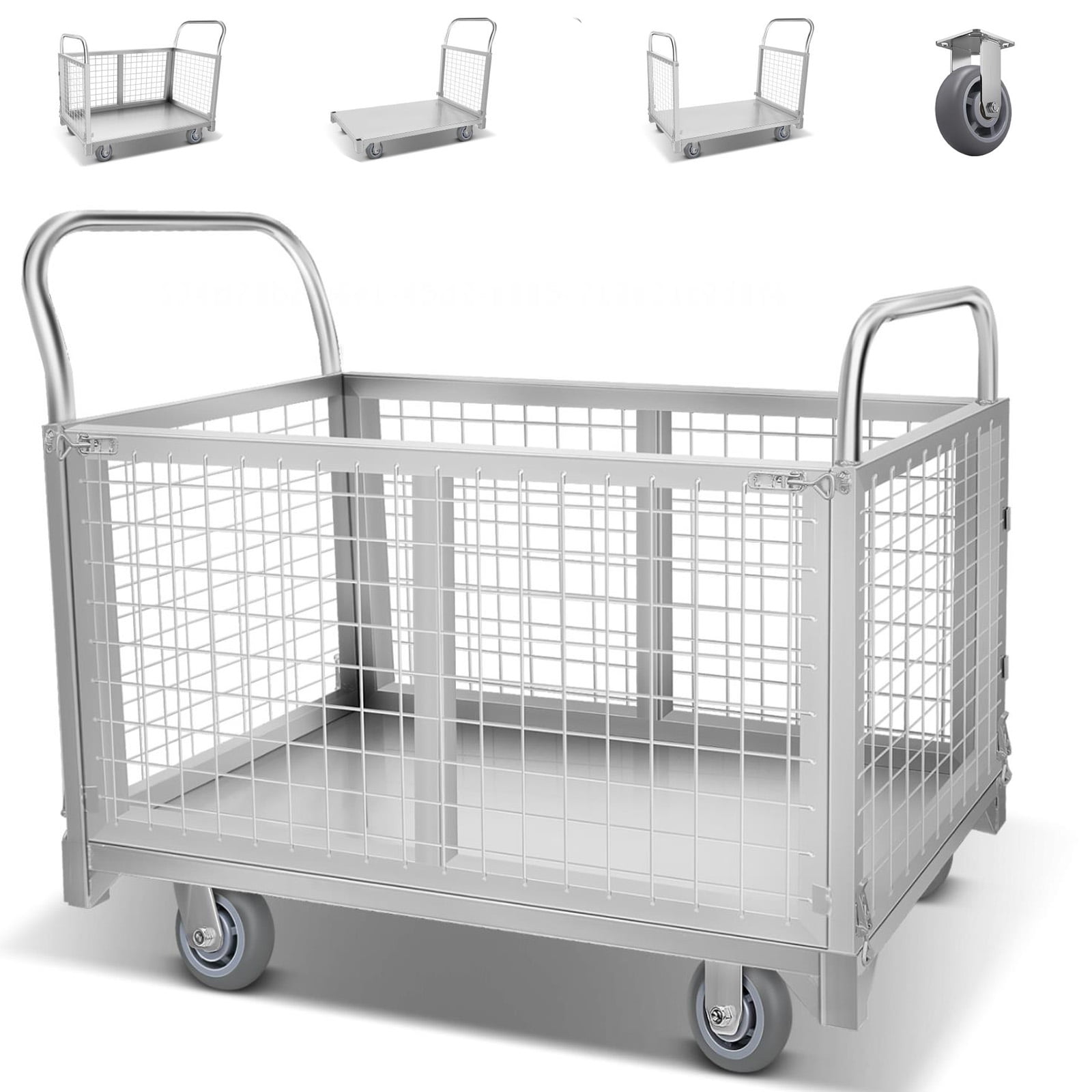 Heavy Duty Platform Truck with Cage 40x24 Hand Truck, 2800lbs Capacity ...