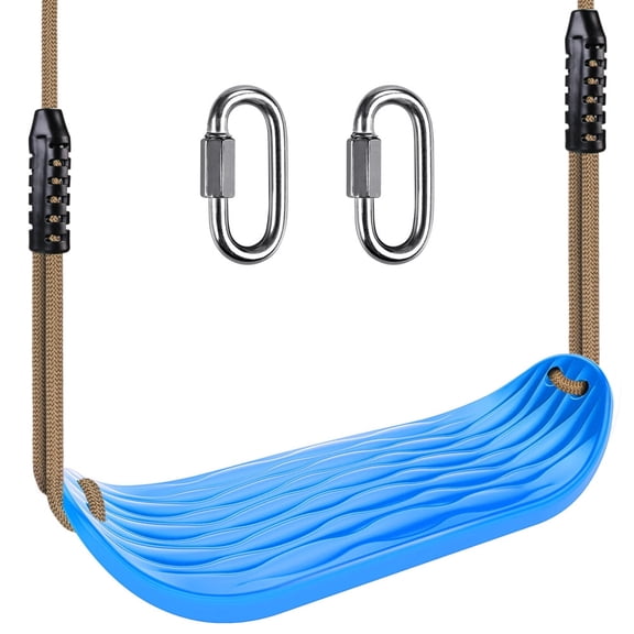 Runstore Heavy Duty Playground Swing Seat - Non-Slip Swing Set Accessories Replacement with Adjustable Rope & Carabiners for Indoor & Outdoor, Blue