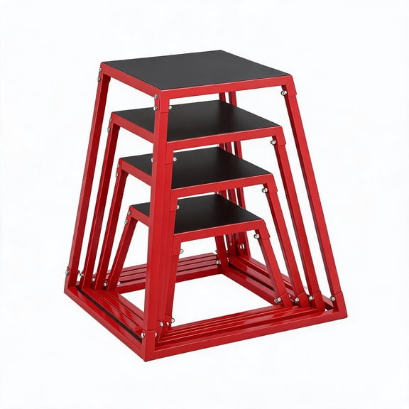 Heavy-Duty Plyometric Jump Box Set, Heavy-Gauge Steel Plyo Boxes with Non-Slip Surface for Workout Training, Stable Jump Platforms, 3 or 4-Piece Set