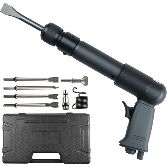 Heavy-Duty Pneumatic Air Hammer - 2500 BPM High Speed with 3.54" Stroke, Self-Locking Quick-Change Chisel System & 5- Alloy Steel Chisel Set for Metal Demolition and Auto Repair