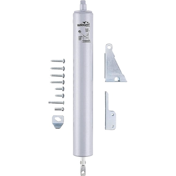 Heavy-Duty Pneumatic Storm Door Closer Durable, Adjustable, Quiet-Closing with Hold-Open Feature (Transitional, Aluminum)