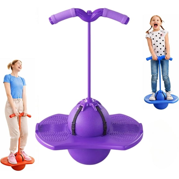 Heavy-Duty Pogo Ball Jumper with Detachable Handle, Explosion-Proof Balance Hopper for Kids & Adults (200lbs Load), Non-Slip Deck Trick Toy with Pump