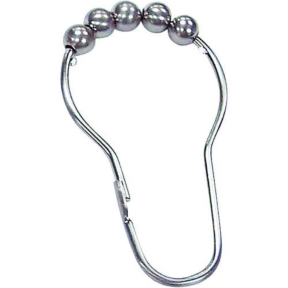 Heavy Duty Polished Chrome Roller Shower Curtain Rings Hooks Set of