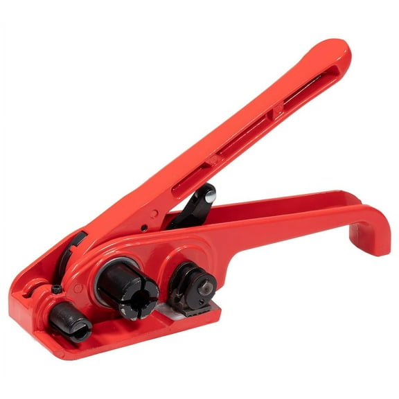 Heavy Duty Poly Strapping Tensioner and Cutter Cord Manual Banding Windlass Tool for 1/2" to 3/4" Width Polyester Polypropylene, Polyester, Plastic Strap - Red