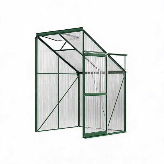 Heavy Duty Polycarbonate Greenhouse, Reinforced Aluminum Steel Frame, Sliding Door.