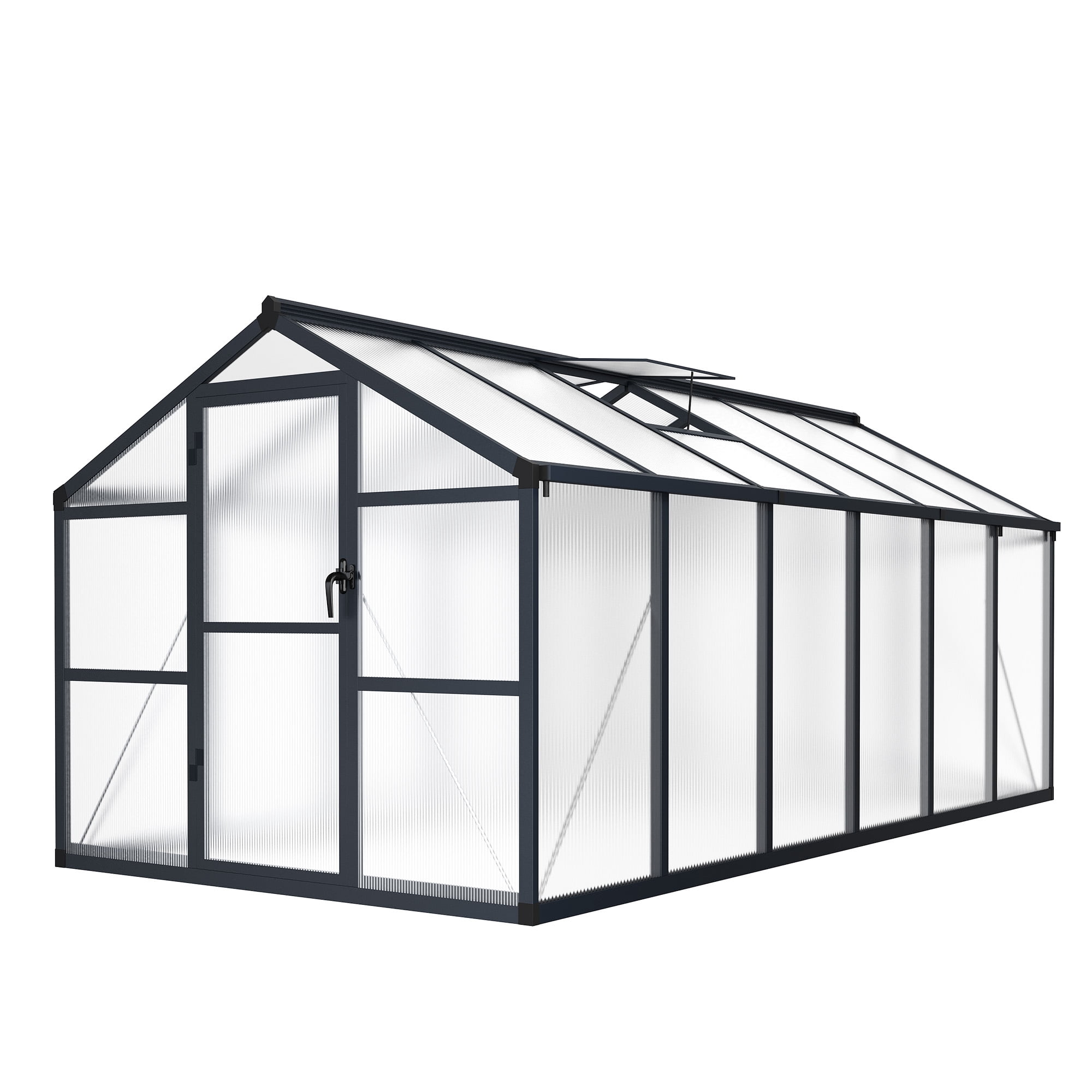 Walk In Lockable Skip Heavy-Duty Polycarbonate Walk-In Greenhouse for Outdoors – 8x12 FT ...