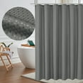 thumbnail image 1 of Heavy Duty Polyester Fabric Shower Curtain with Weighted Hem | 70x70 Inch Hotel Spa Grade Cloth Bath Curtain for Bathroom, Apartment, RV | Water Repellent, Machine Washable with 12 Plastic Hooks, 1 of 7